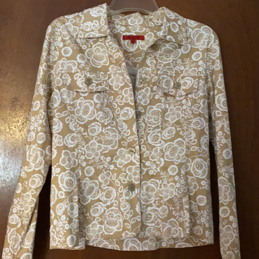 Jacket floral beige and white ladies Small